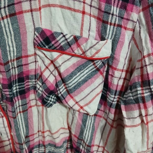 Old Navy Pink and Black Plaid Button Down Shirt - Picture 3 of 3